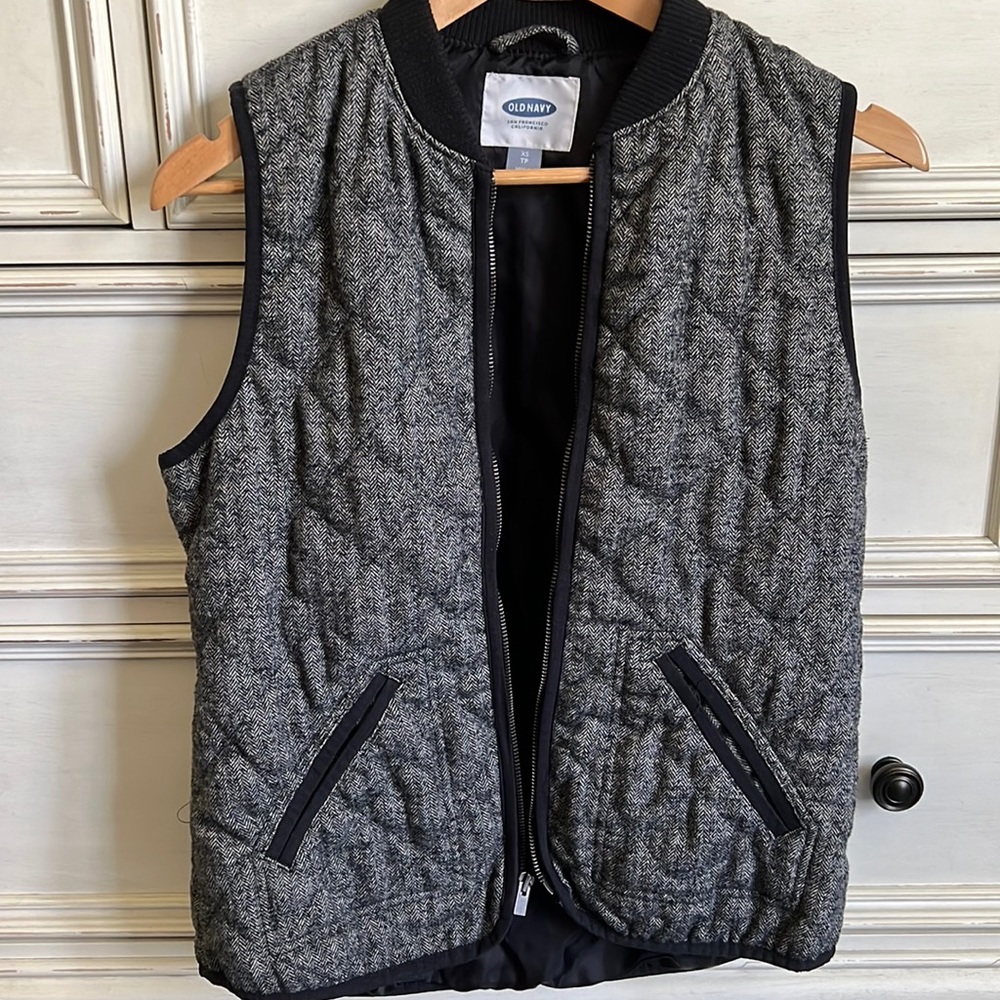 Gray herringbone vest